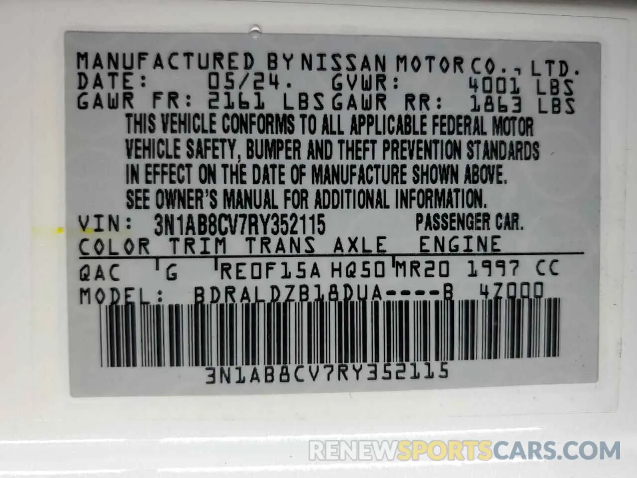 12 Photograph of a damaged car 3N1AB8CV7RY352115 NISSAN SENTRA 2024