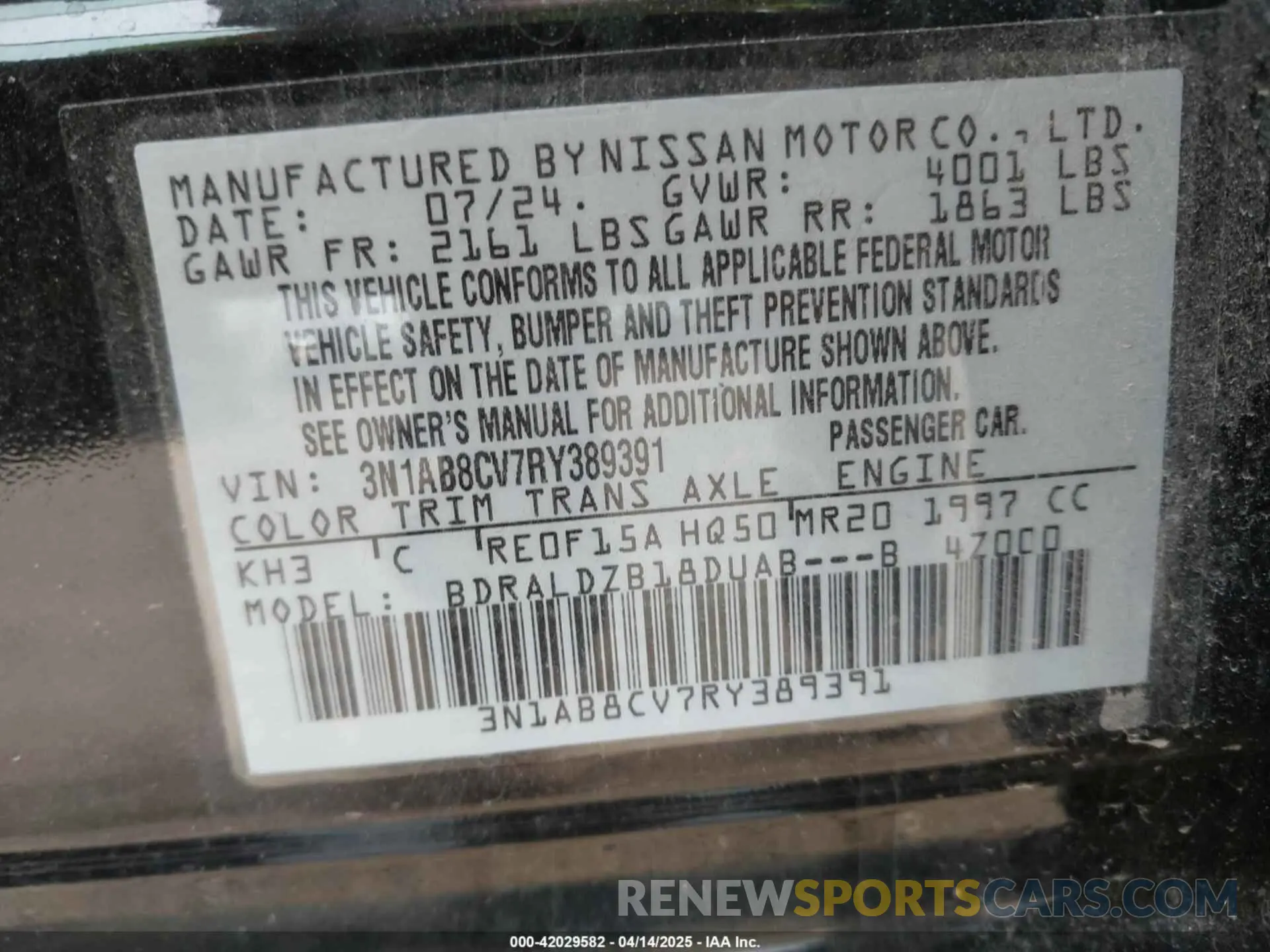 9 Photograph of a damaged car 3N1AB8CV7RY389391 NISSAN SENTRA 2024