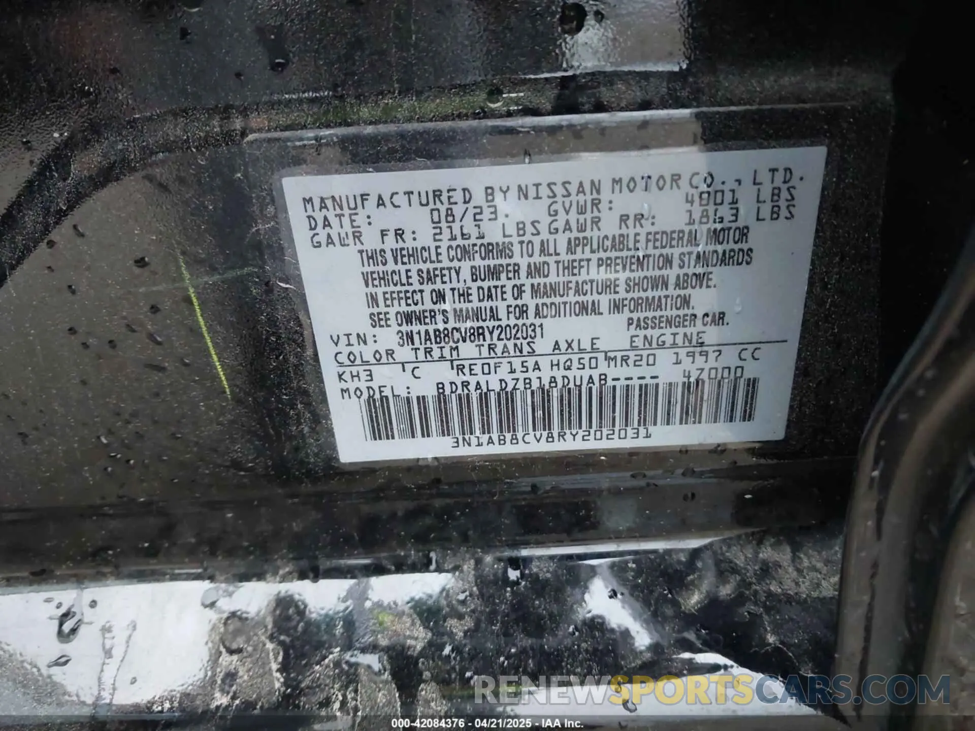 9 Photograph of a damaged car 3N1AB8CV8RY202031 NISSAN SENTRA 2024