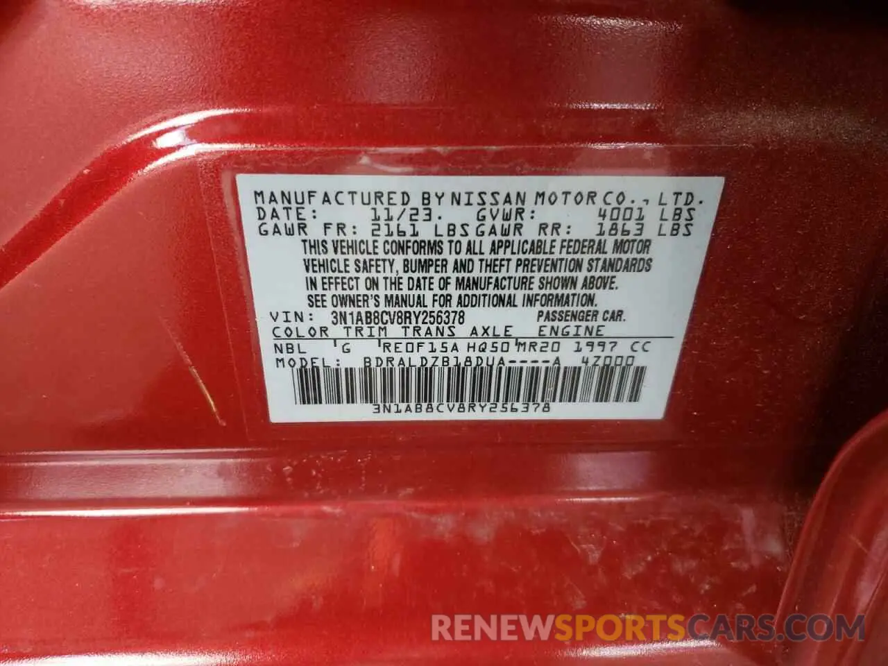 14 Photograph of a damaged car 3N1AB8CV8RY256378 NISSAN SENTRA 2024