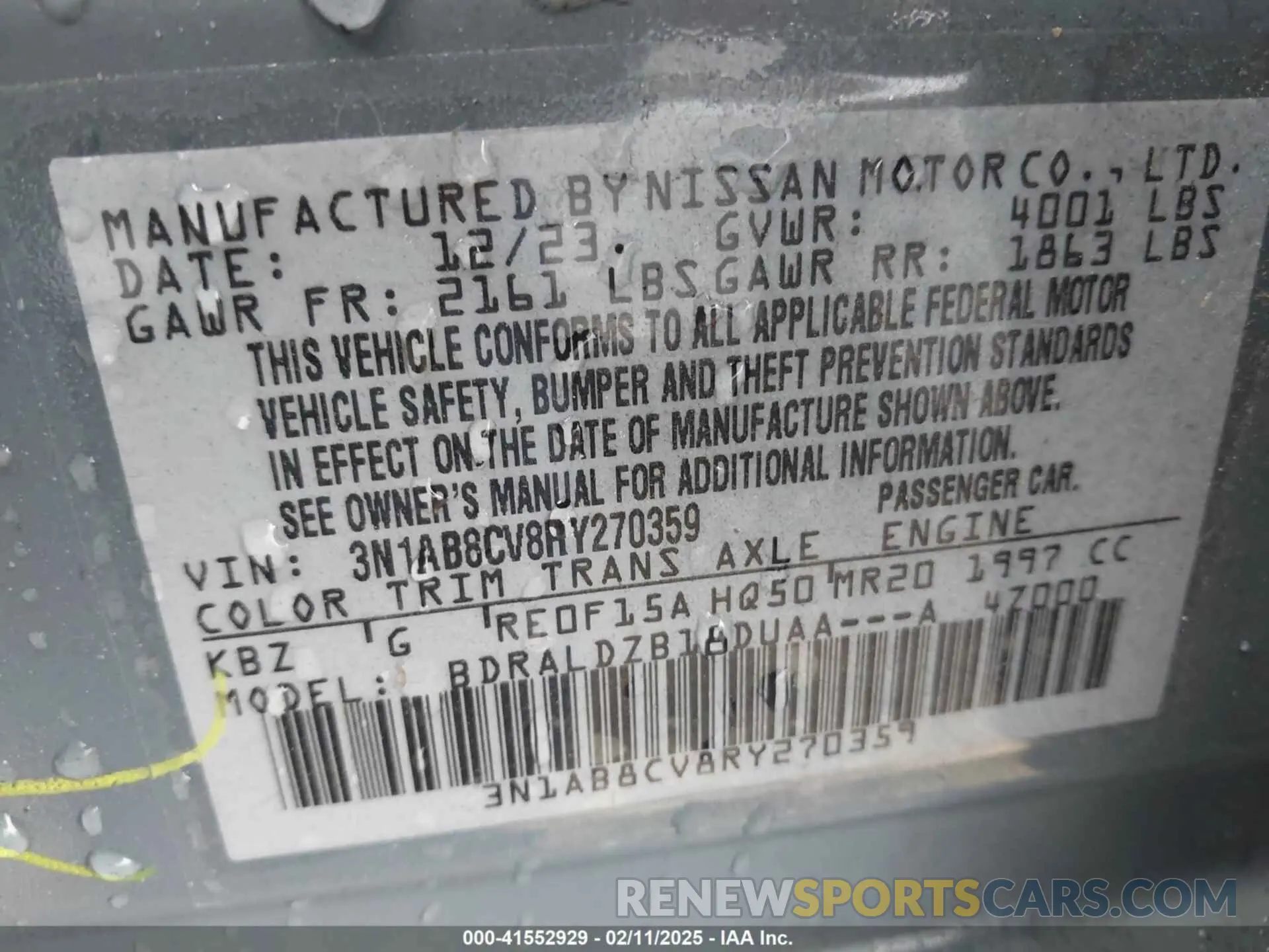 9 Photograph of a damaged car 3N1AB8CV8RY270359 NISSAN SENTRA 2024