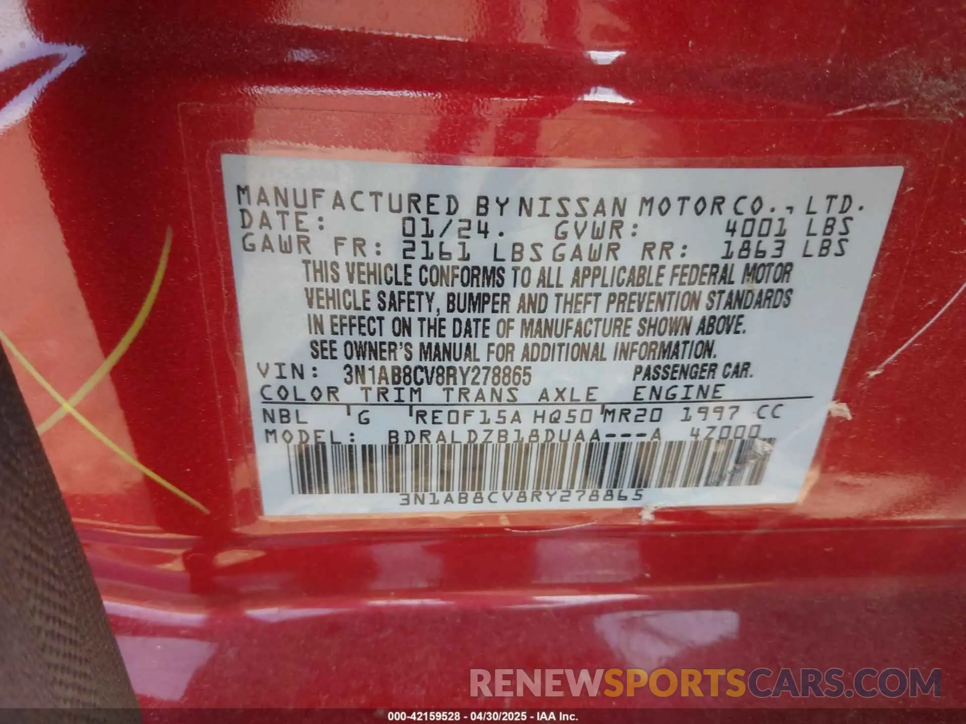 9 Photograph of a damaged car 3N1AB8CV8RY278865 NISSAN SENTRA 2024