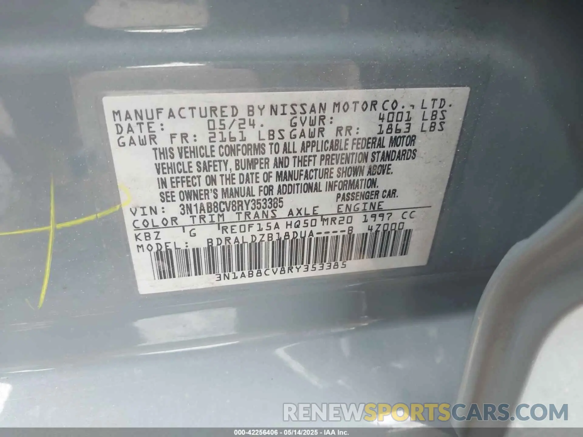 9 Photograph of a damaged car 3N1AB8CV8RY353385 NISSAN SENTRA 2024