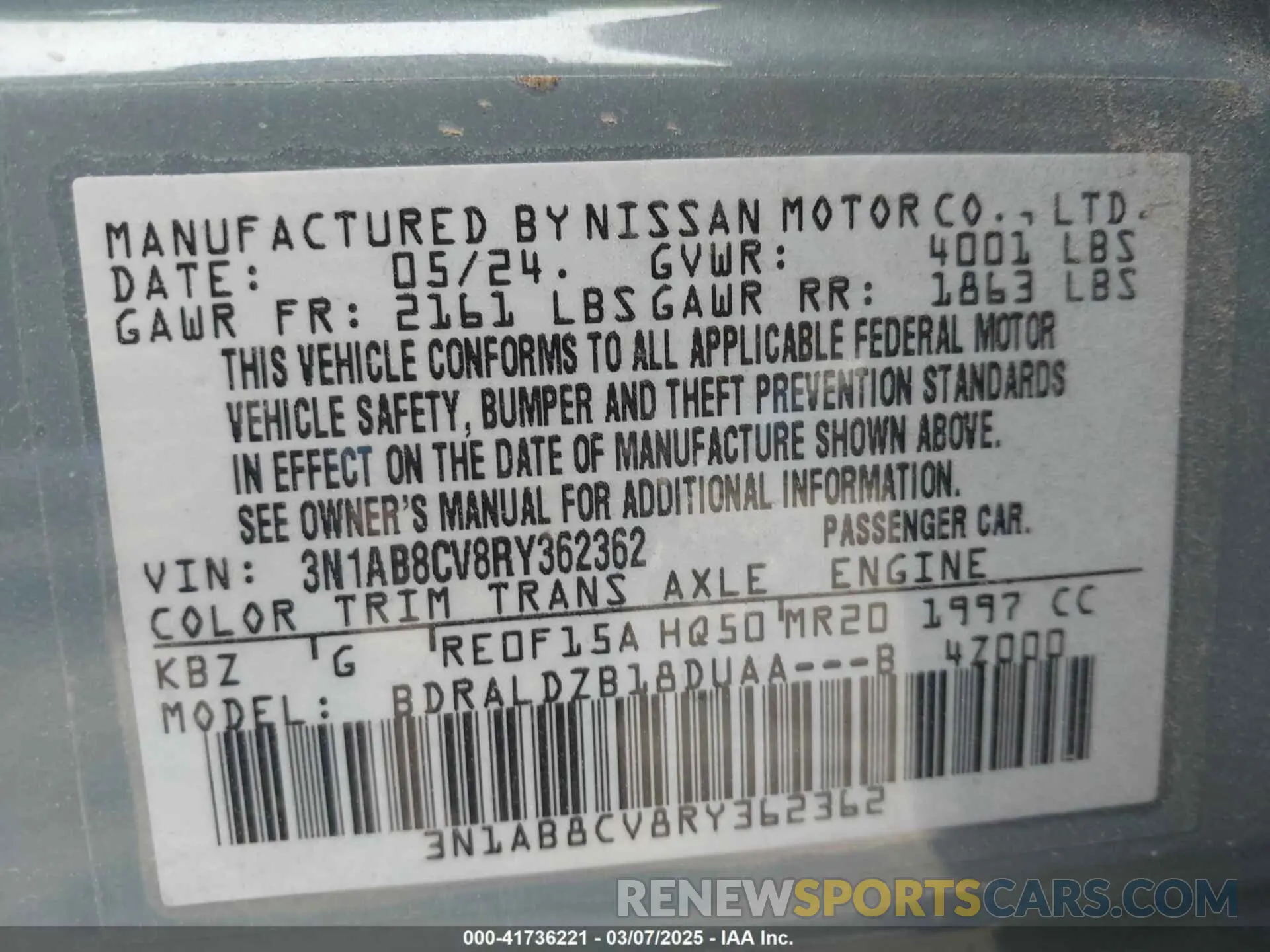 9 Photograph of a damaged car 3N1AB8CV8RY362362 NISSAN SENTRA 2024