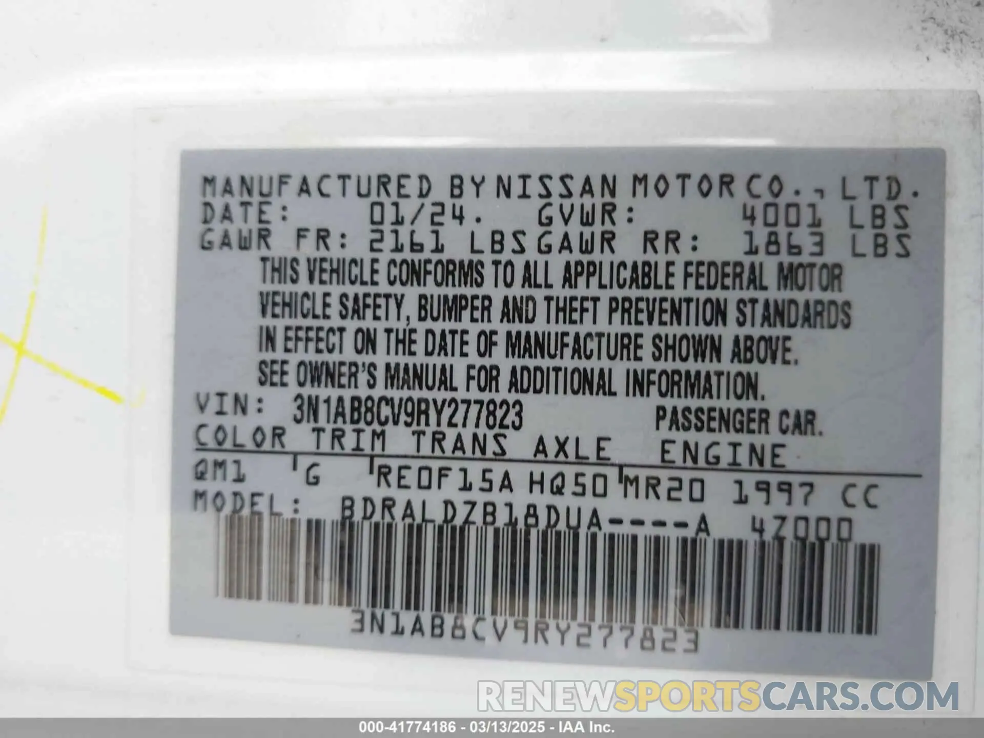 9 Photograph of a damaged car 3N1AB8CV9RY277823 NISSAN SENTRA 2024