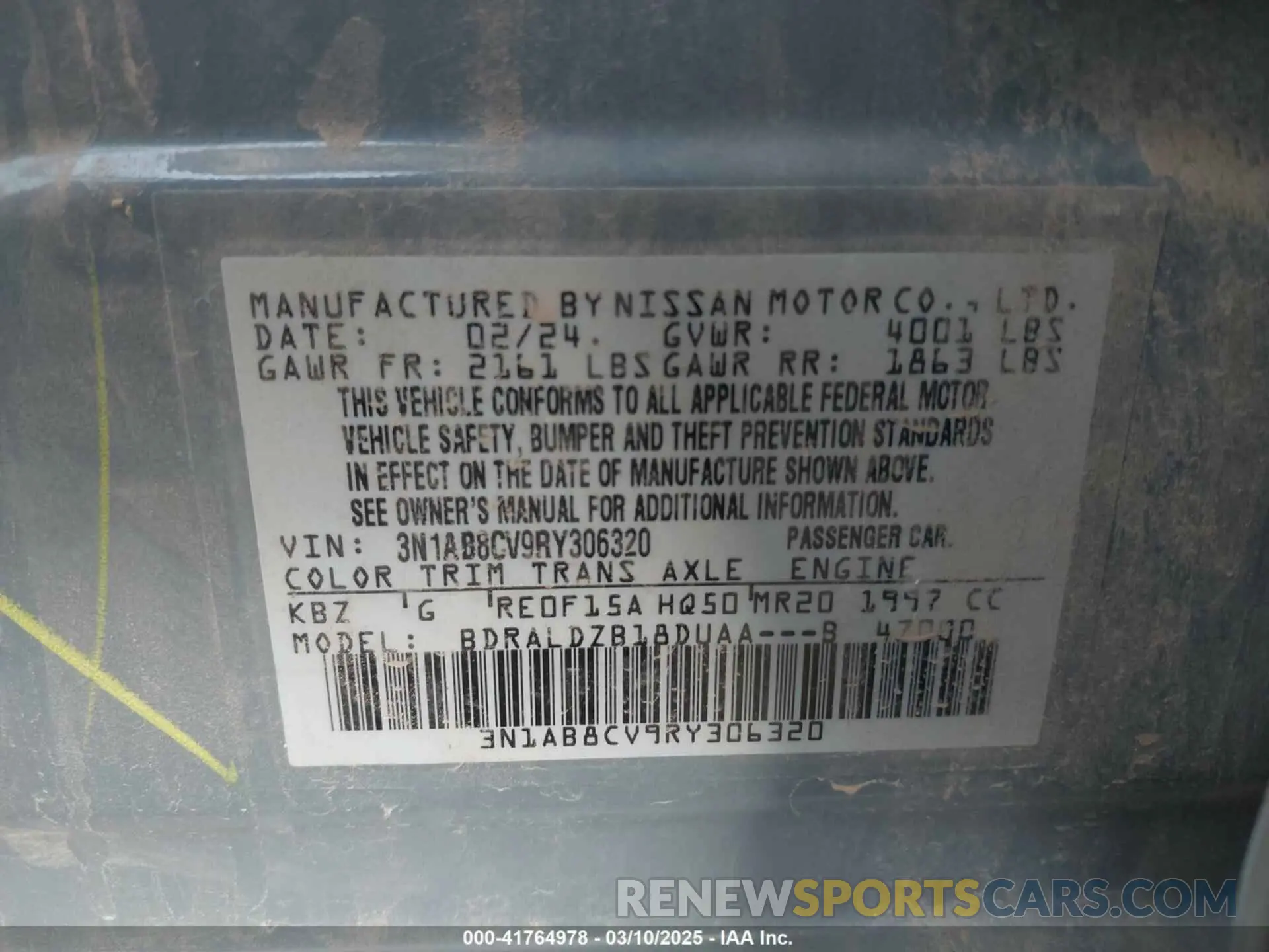 9 Photograph of a damaged car 3N1AB8CV9RY306320 NISSAN SENTRA 2024