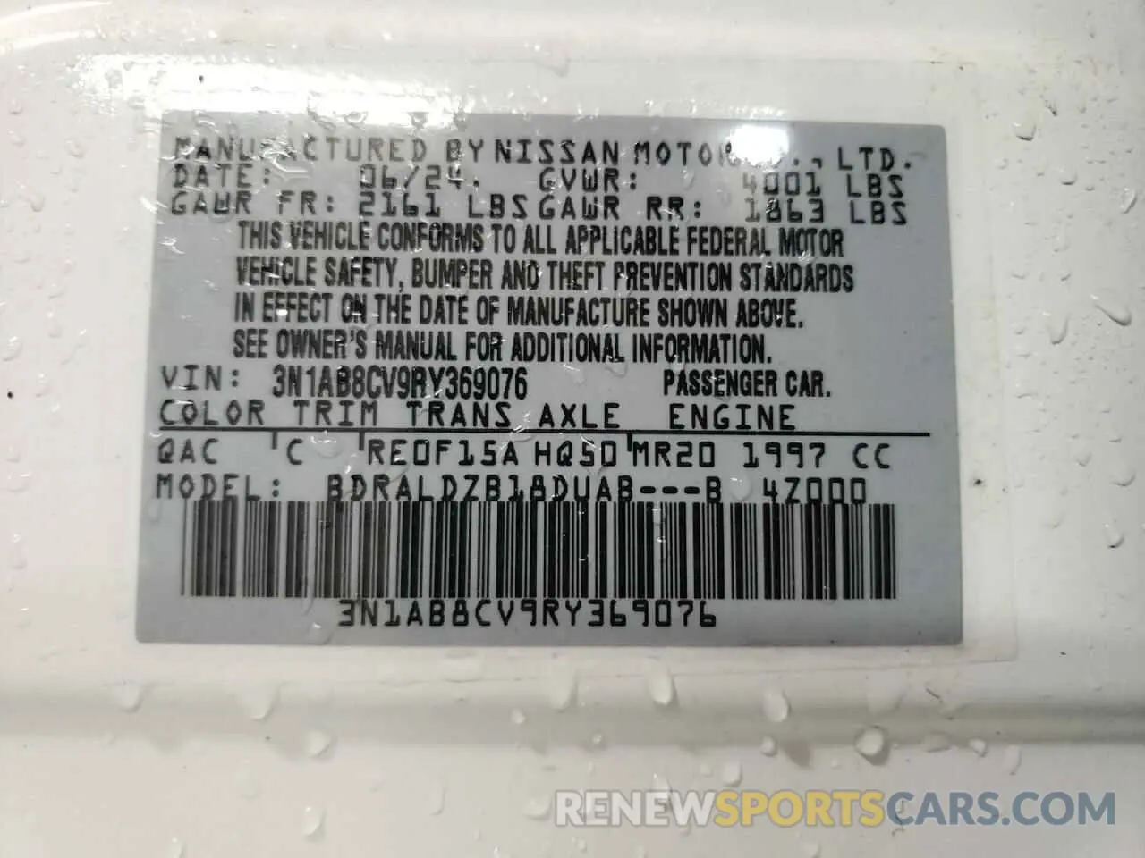 12 Photograph of a damaged car 3N1AB8CV9RY369076 NISSAN SENTRA 2024