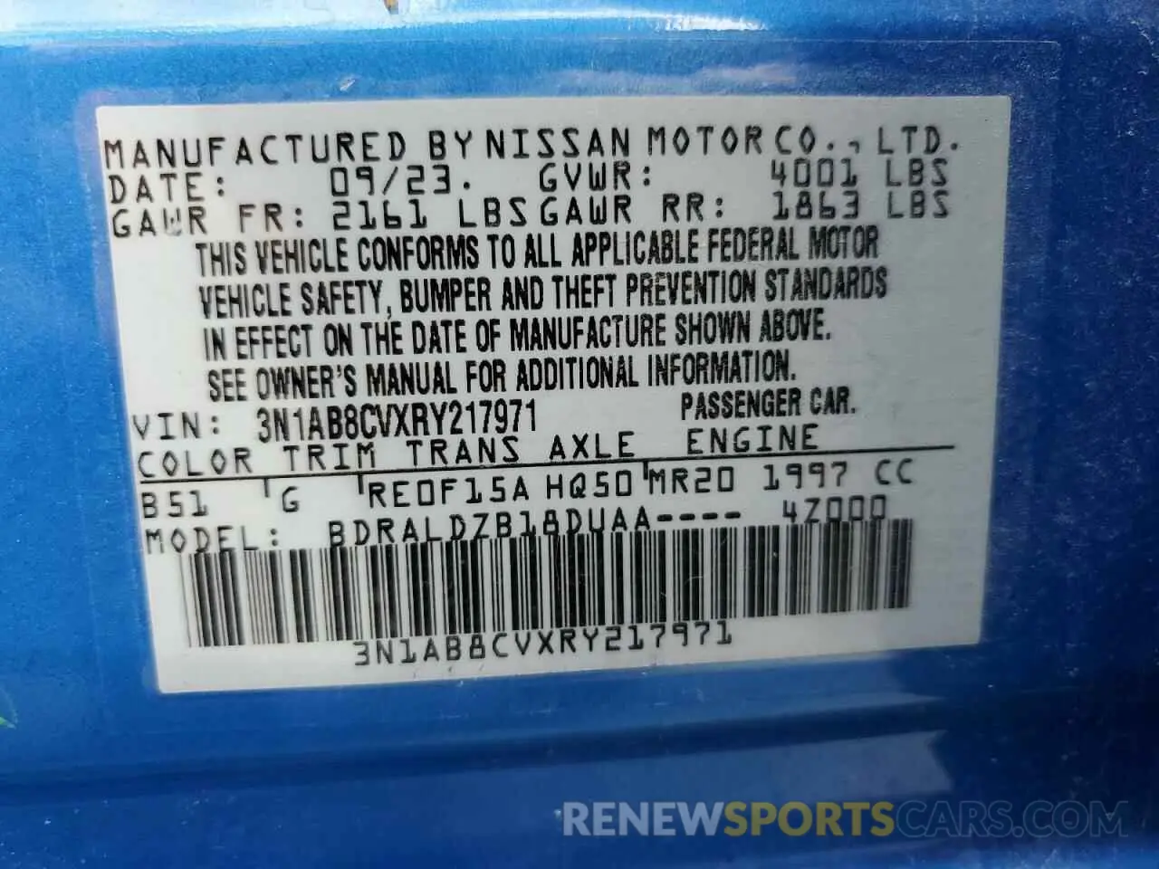 12 Photograph of a damaged car 3N1AB8CVXRY217971 NISSAN SENTRA 2024