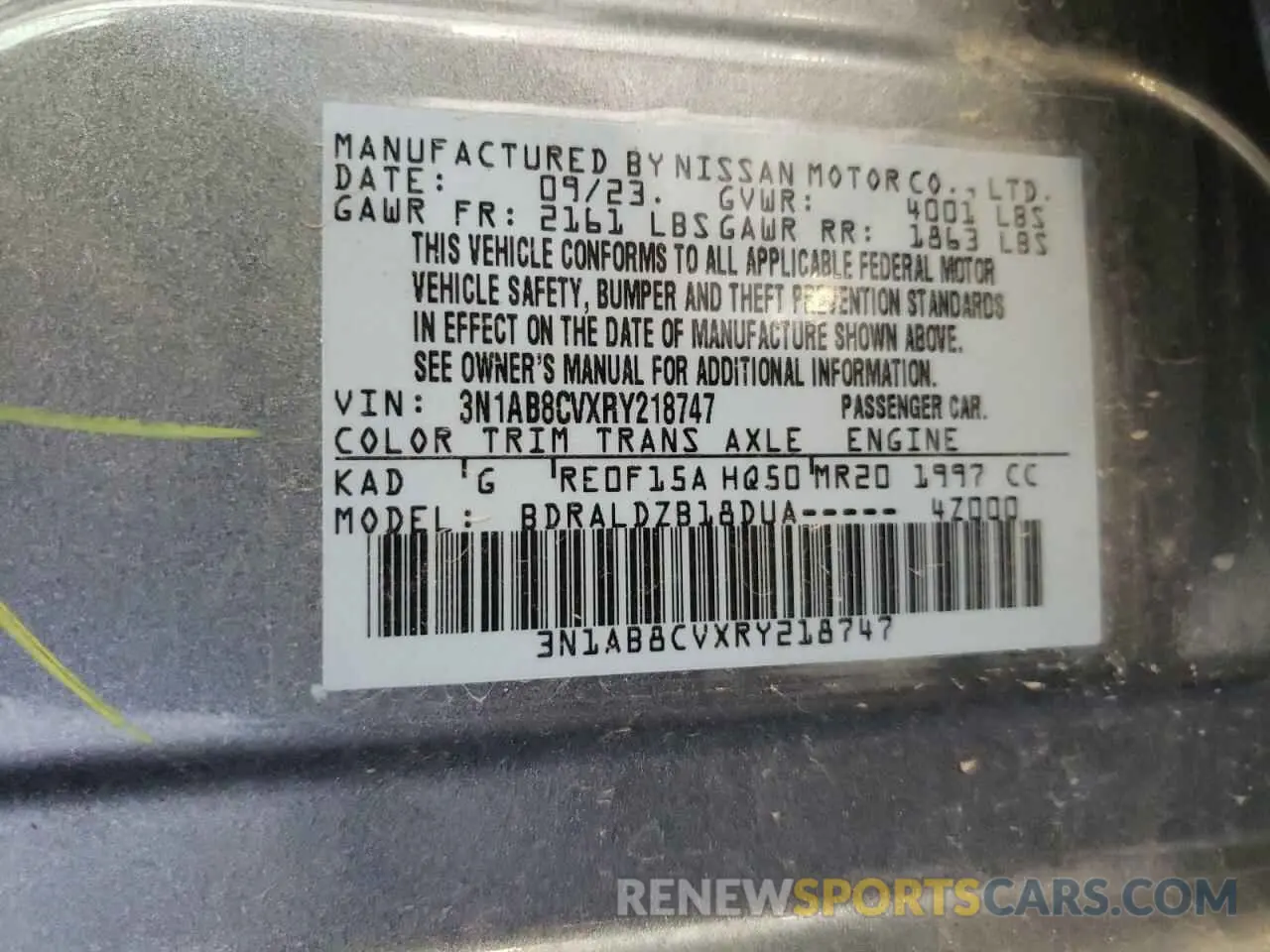 12 Photograph of a damaged car 3N1AB8CVXRY218747 NISSAN SENTRA 2024