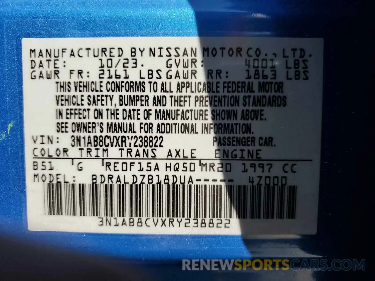 12 Photograph of a damaged car 3N1AB8CVXRY238822 NISSAN SENTRA 2024