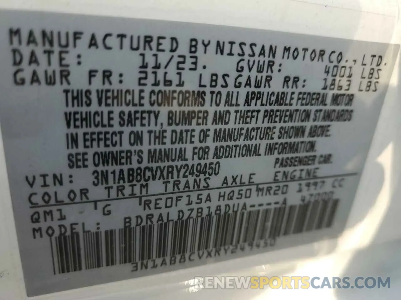 12 Photograph of a damaged car 3N1AB8CVXRY249450 NISSAN SENTRA 2024