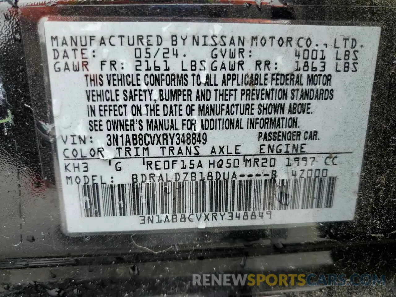 12 Photograph of a damaged car 3N1AB8CVXRY348849 NISSAN SENTRA 2024