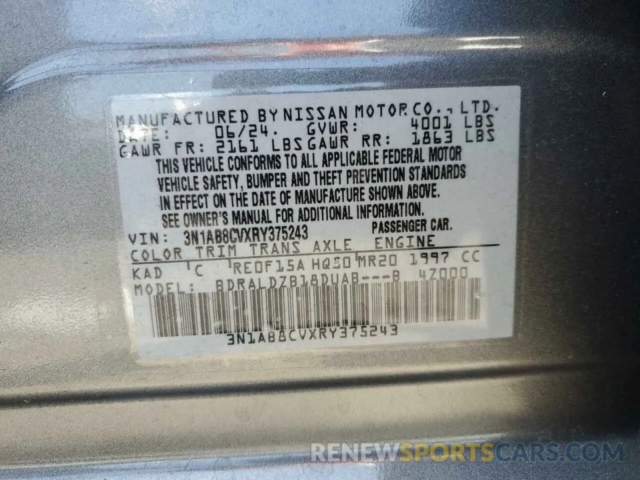 12 Photograph of a damaged car 3N1AB8CVXRY375243 NISSAN SENTRA 2024