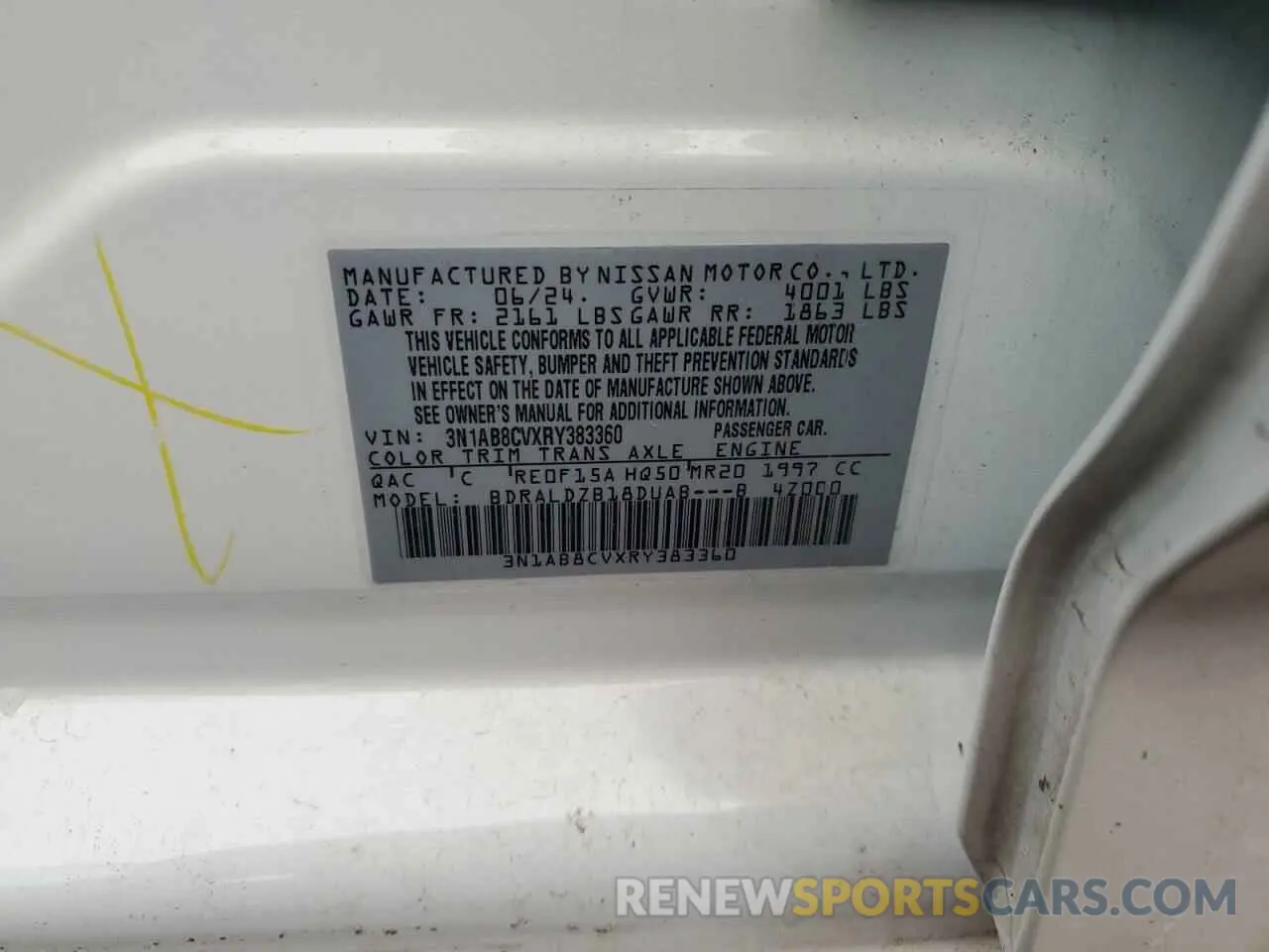 12 Photograph of a damaged car 3N1AB8CVXRY383360 NISSAN SENTRA 2024