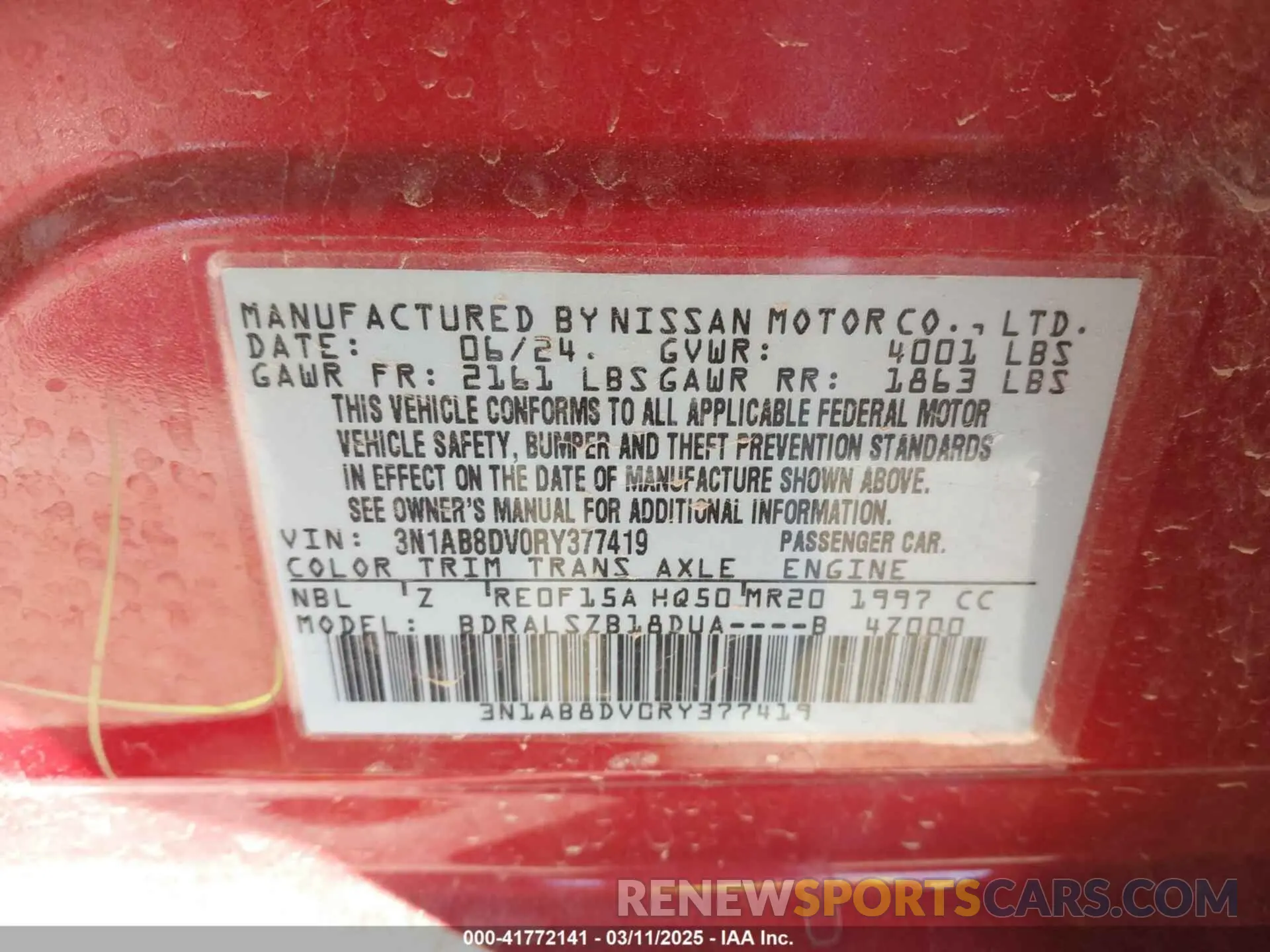 9 Photograph of a damaged car 3N1AB8DV0RY377419 NISSAN SENTRA 2024