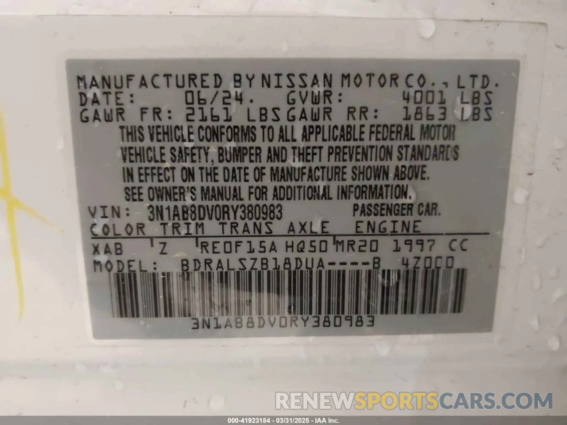 9 Photograph of a damaged car 3N1AB8DV0RY380983 NISSAN SENTRA 2024