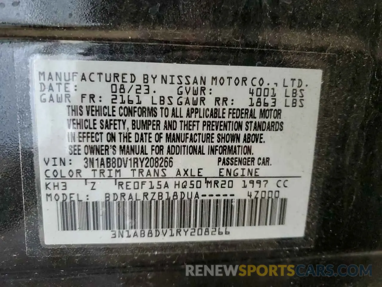 12 Photograph of a damaged car 3N1AB8DV1RY208266 NISSAN SENTRA 2024