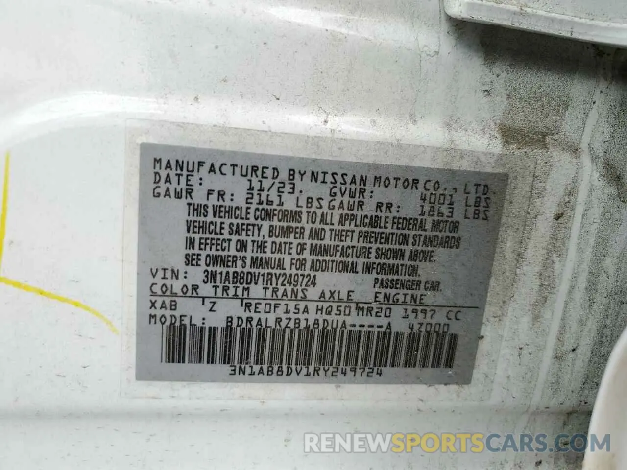 14 Photograph of a damaged car 3N1AB8DV1RY249724 NISSAN SENTRA 2024