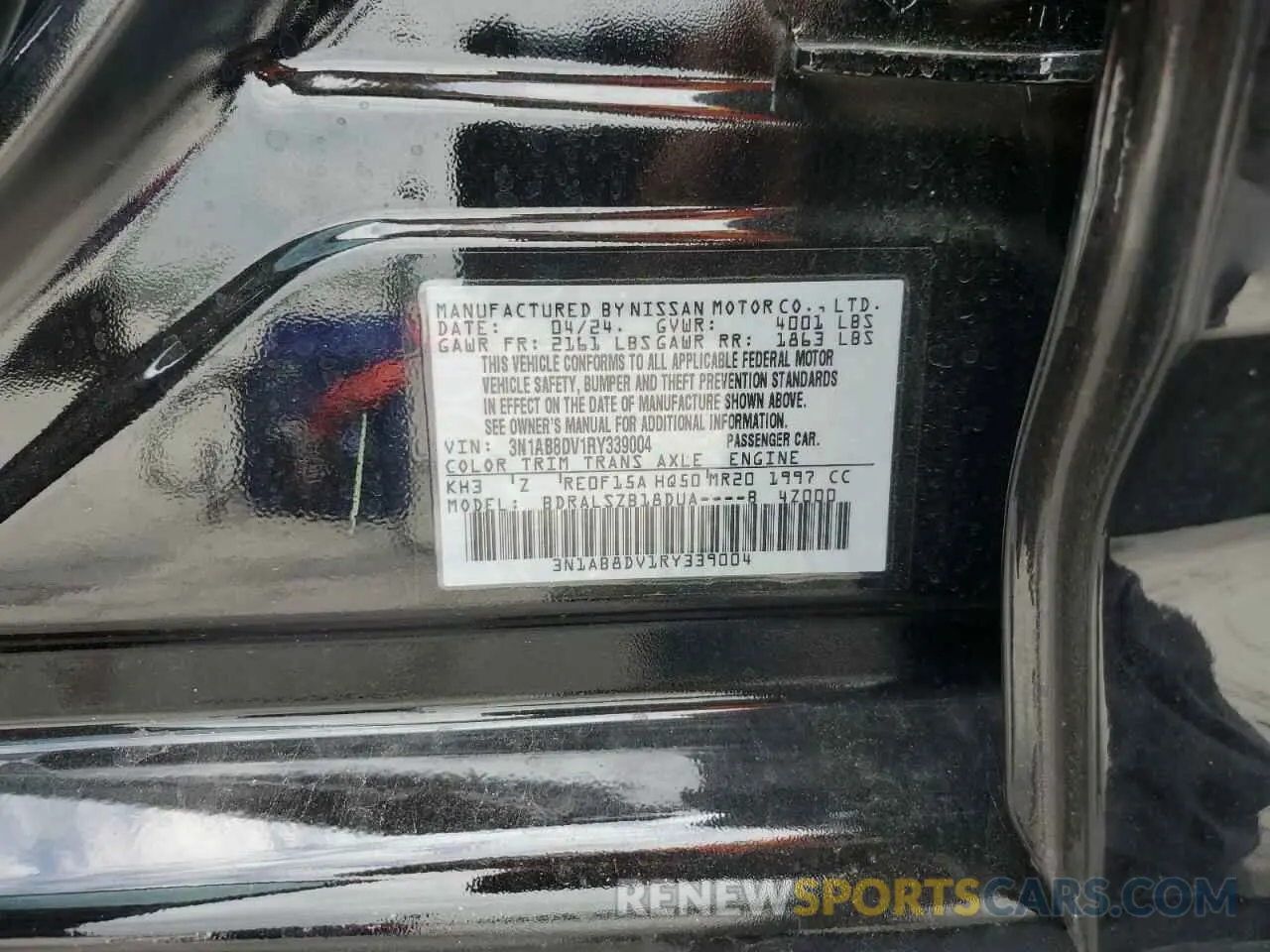 13 Photograph of a damaged car 3N1AB8DV1RY339004 NISSAN SENTRA 2024