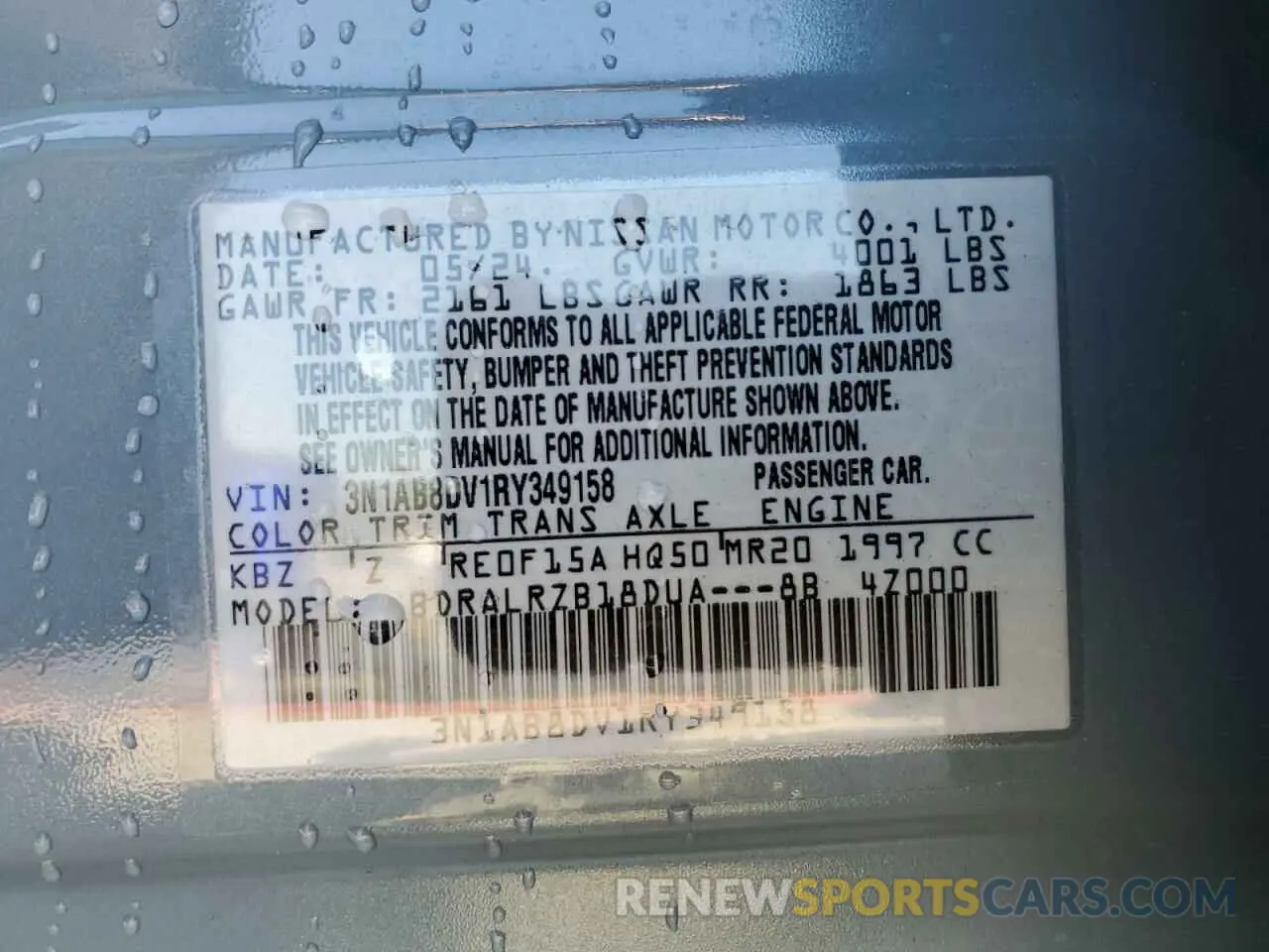 12 Photograph of a damaged car 3N1AB8DV1RY349158 NISSAN SENTRA 2024