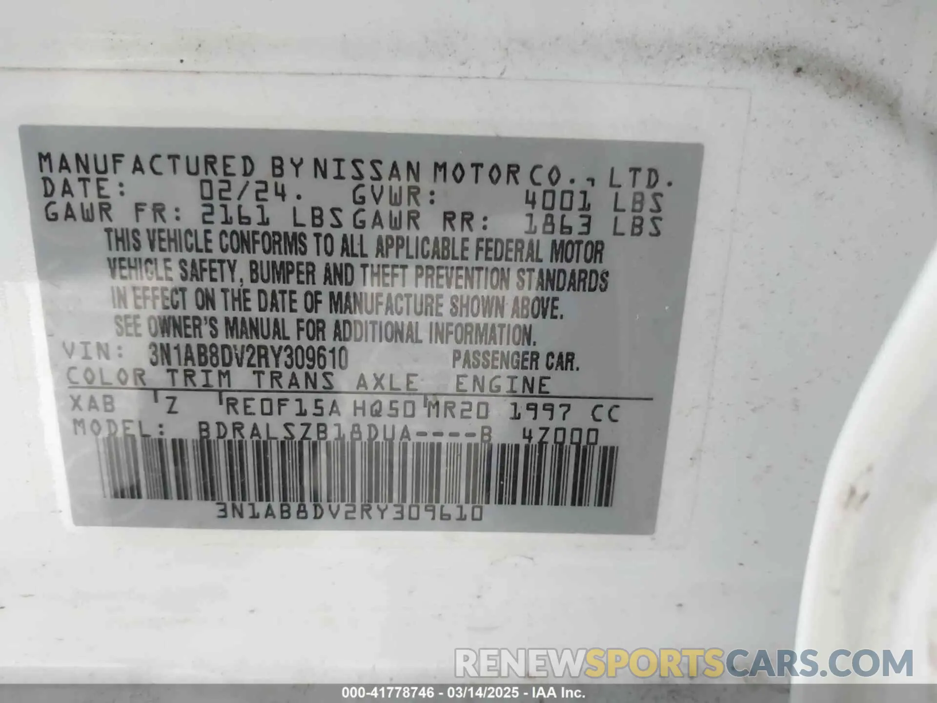 9 Photograph of a damaged car 3N1AB8DV2RY309610 NISSAN SENTRA 2024