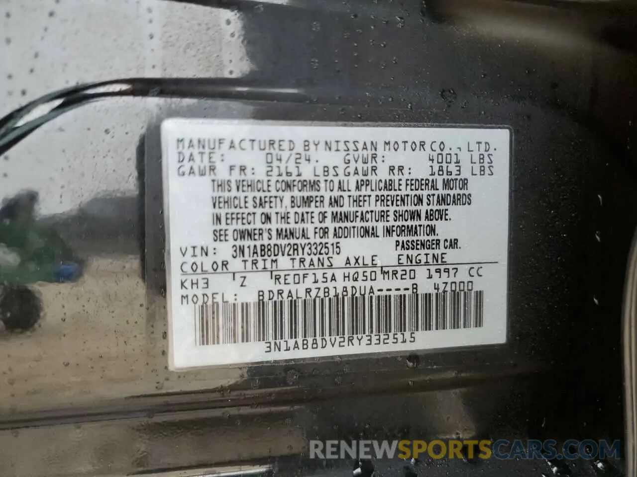 12 Photograph of a damaged car 3N1AB8DV2RY332515 NISSAN SENTRA 2024