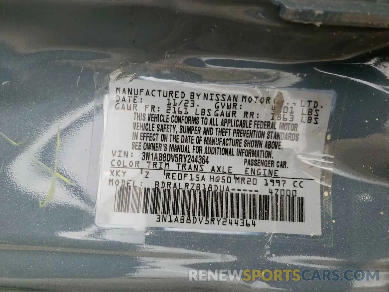 12 Photograph of a damaged car 3N1AB8DV5RY244364 NISSAN SENTRA 2024