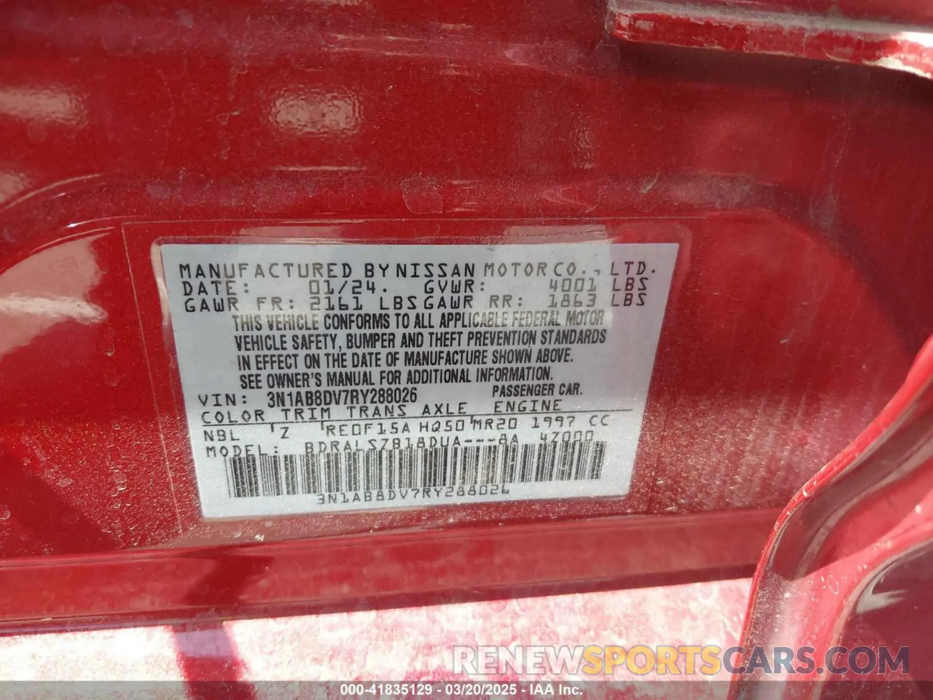 9 Photograph of a damaged car 3N1AB8DV7RY288026 NISSAN SENTRA 2024