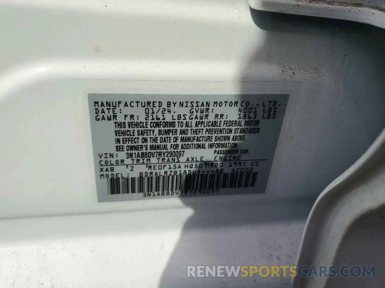 12 Photograph of a damaged car 3N1AB8DV7RY290097 NISSAN SENTRA 2024