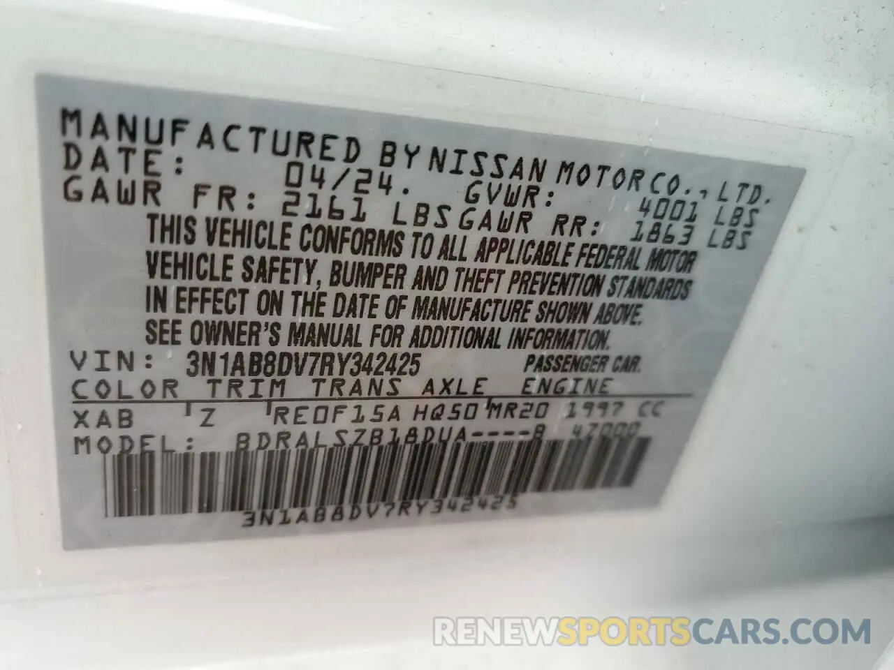 13 Photograph of a damaged car 3N1AB8DV7RY342425 NISSAN SENTRA 2024