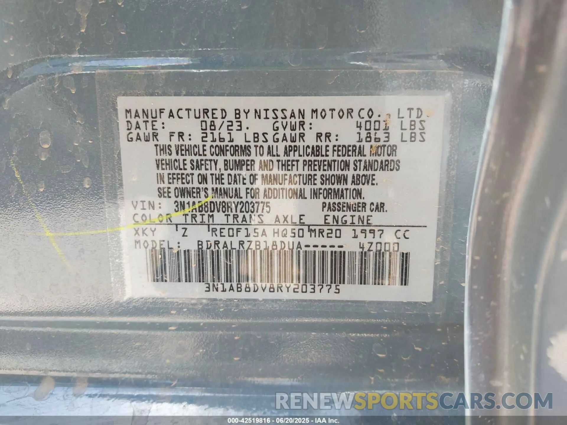 9 Photograph of a damaged car 3N1AB8DV8RY203775 NISSAN SENTRA 2024