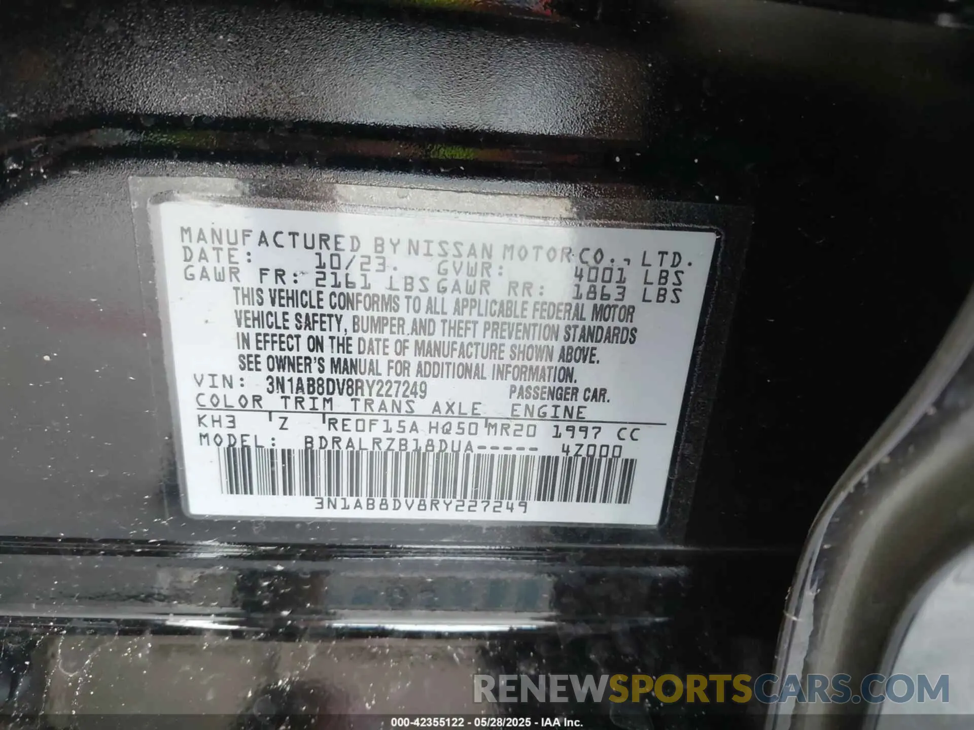 9 Photograph of a damaged car 3N1AB8DV8RY227249 NISSAN SENTRA 2024