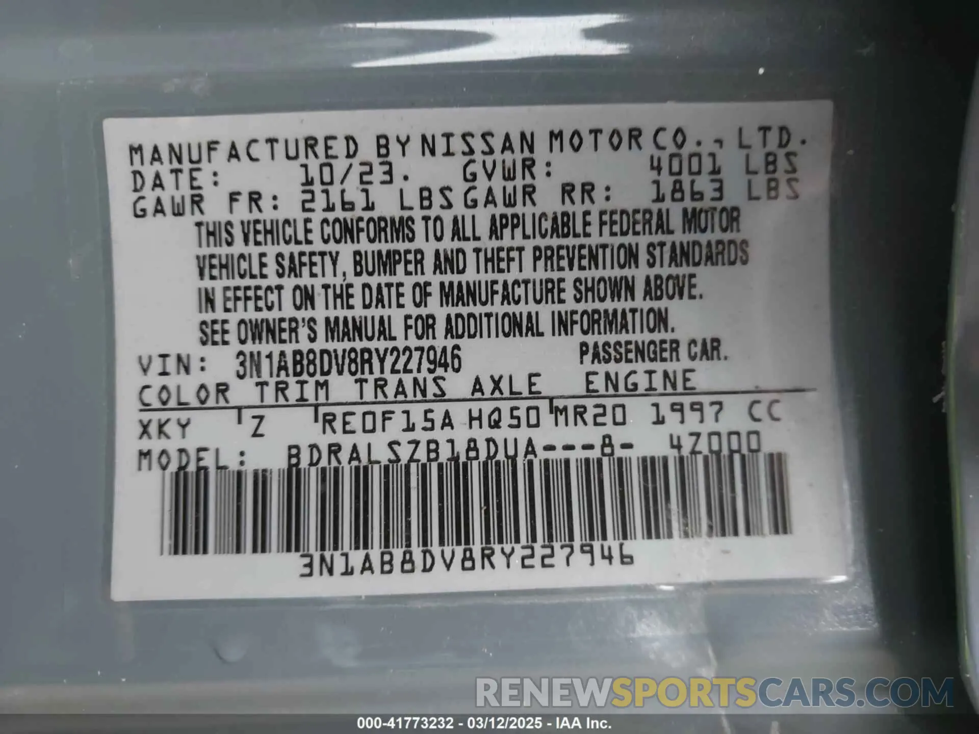 9 Photograph of a damaged car 3N1AB8DV8RY227946 NISSAN SENTRA 2024