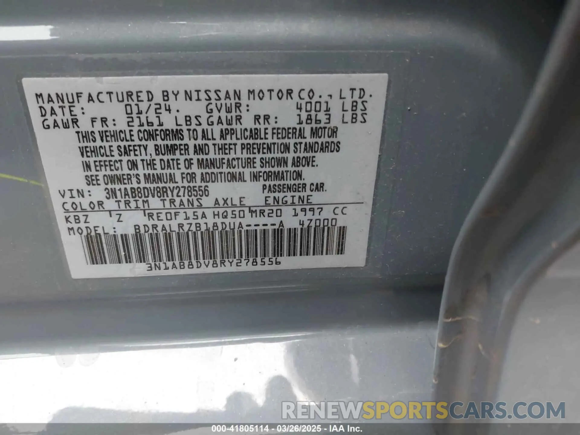 9 Photograph of a damaged car 3N1AB8DV8RY278556 NISSAN SENTRA 2024