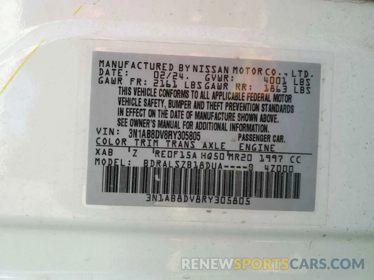 13 Photograph of a damaged car 3N1AB8DV8RY305805 NISSAN SENTRA 2024