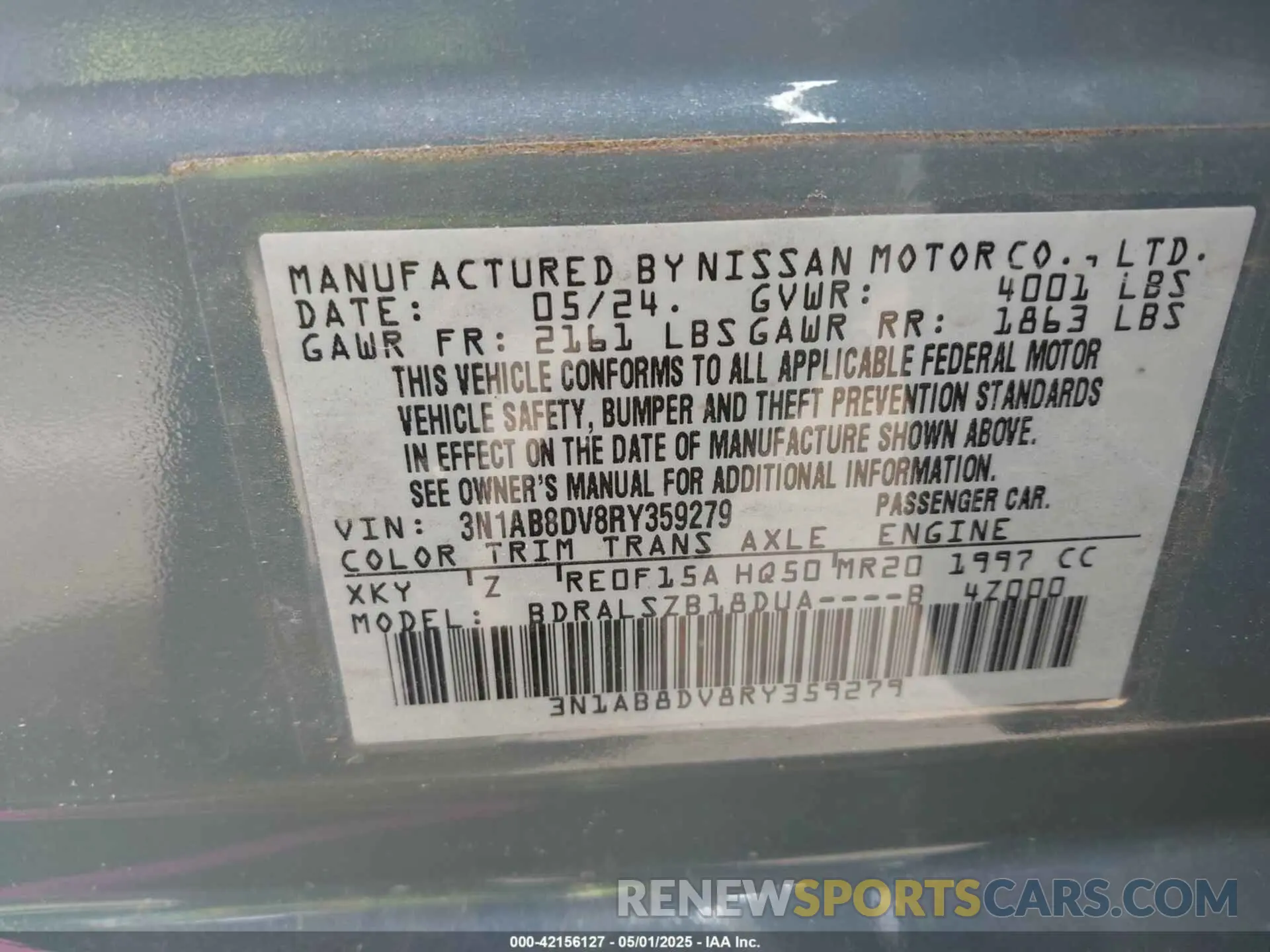 9 Photograph of a damaged car 3N1AB8DV8RY359279 NISSAN SENTRA 2024