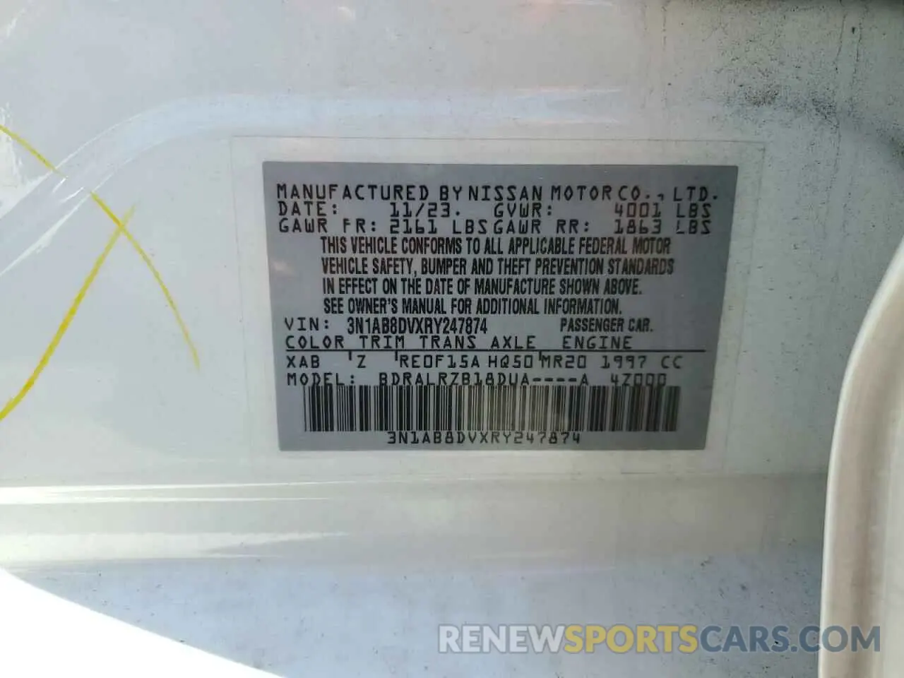 14 Photograph of a damaged car 3N1AB8DVXRY247874 NISSAN SENTRA 2024
