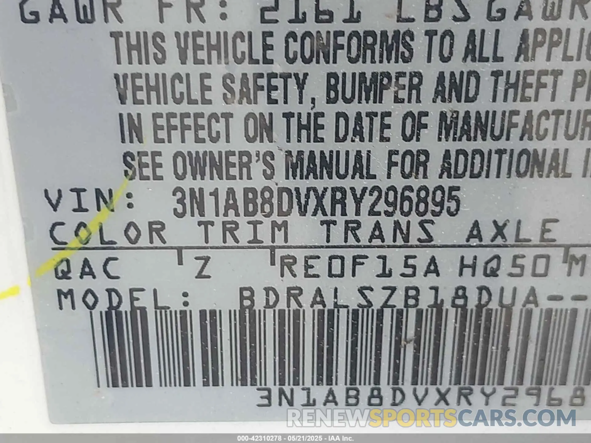 9 Photograph of a damaged car 3N1AB8DVXRY296895 NISSAN SENTRA 2024