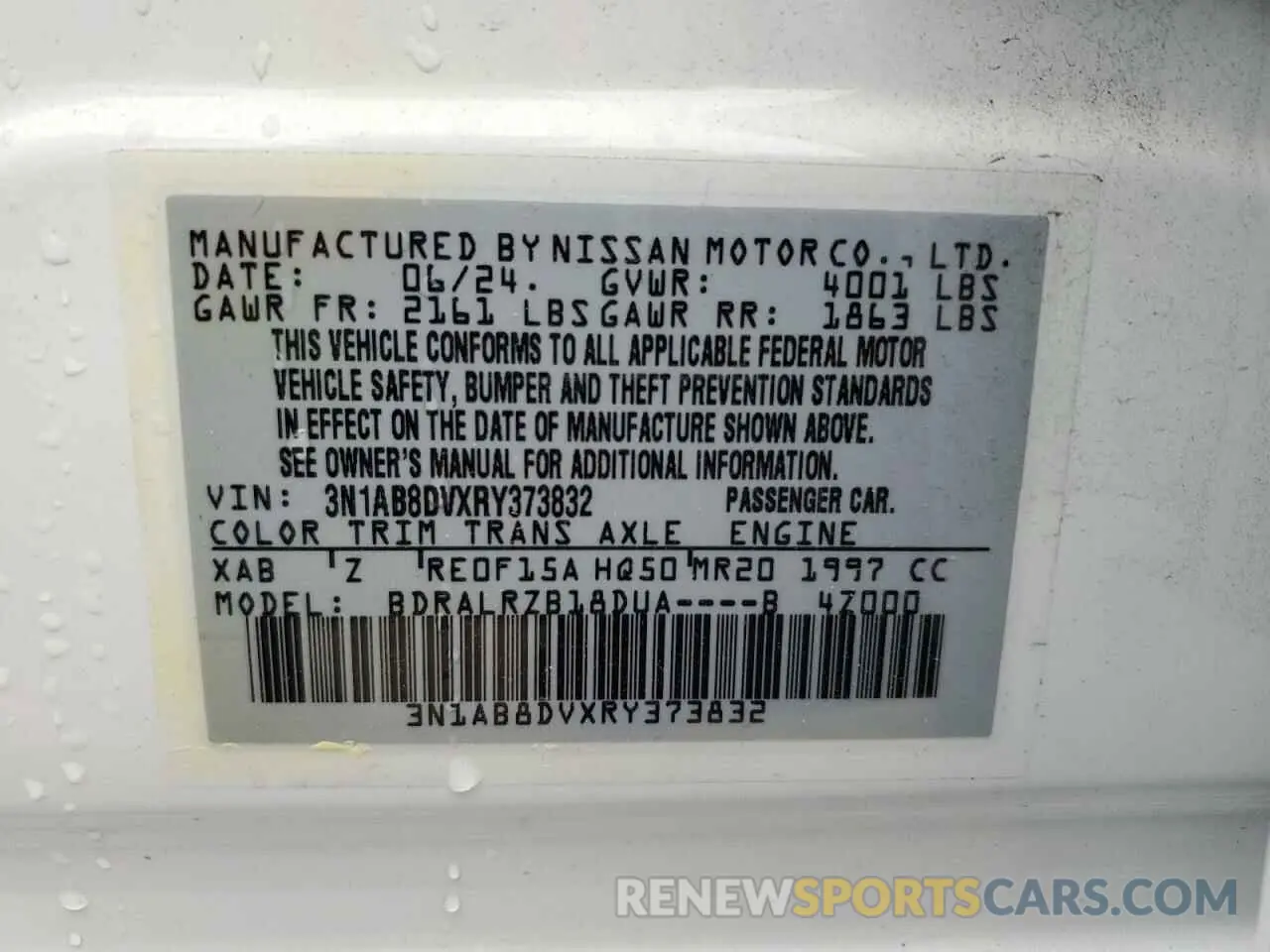 13 Photograph of a damaged car 3N1AB8DVXRY373832 NISSAN SENTRA 2024