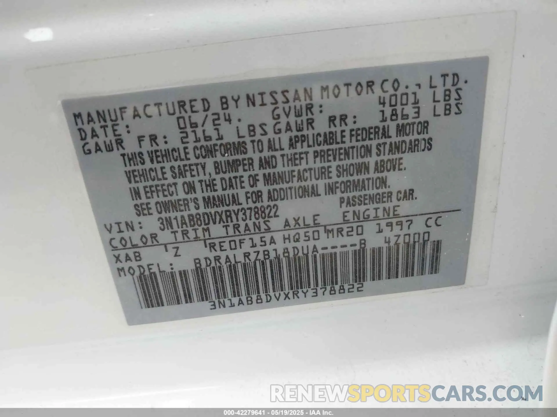 9 Photograph of a damaged car 3N1AB8DVXRY378822 NISSAN SENTRA 2024