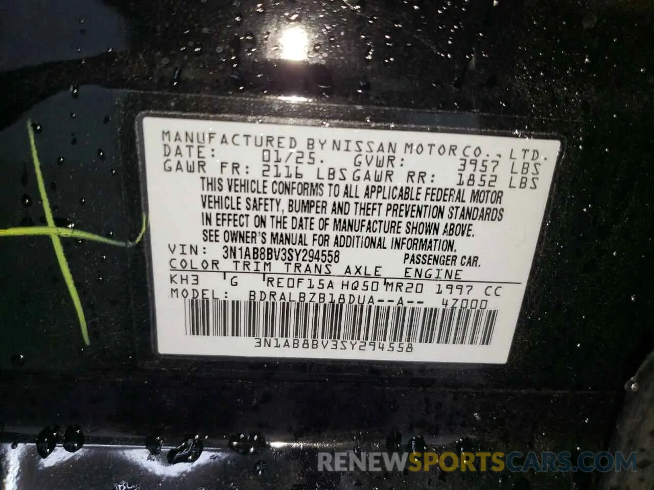 13 Photograph of a damaged car 3N1AB8BV3SY294558 NISSAN SENTRA 2025
