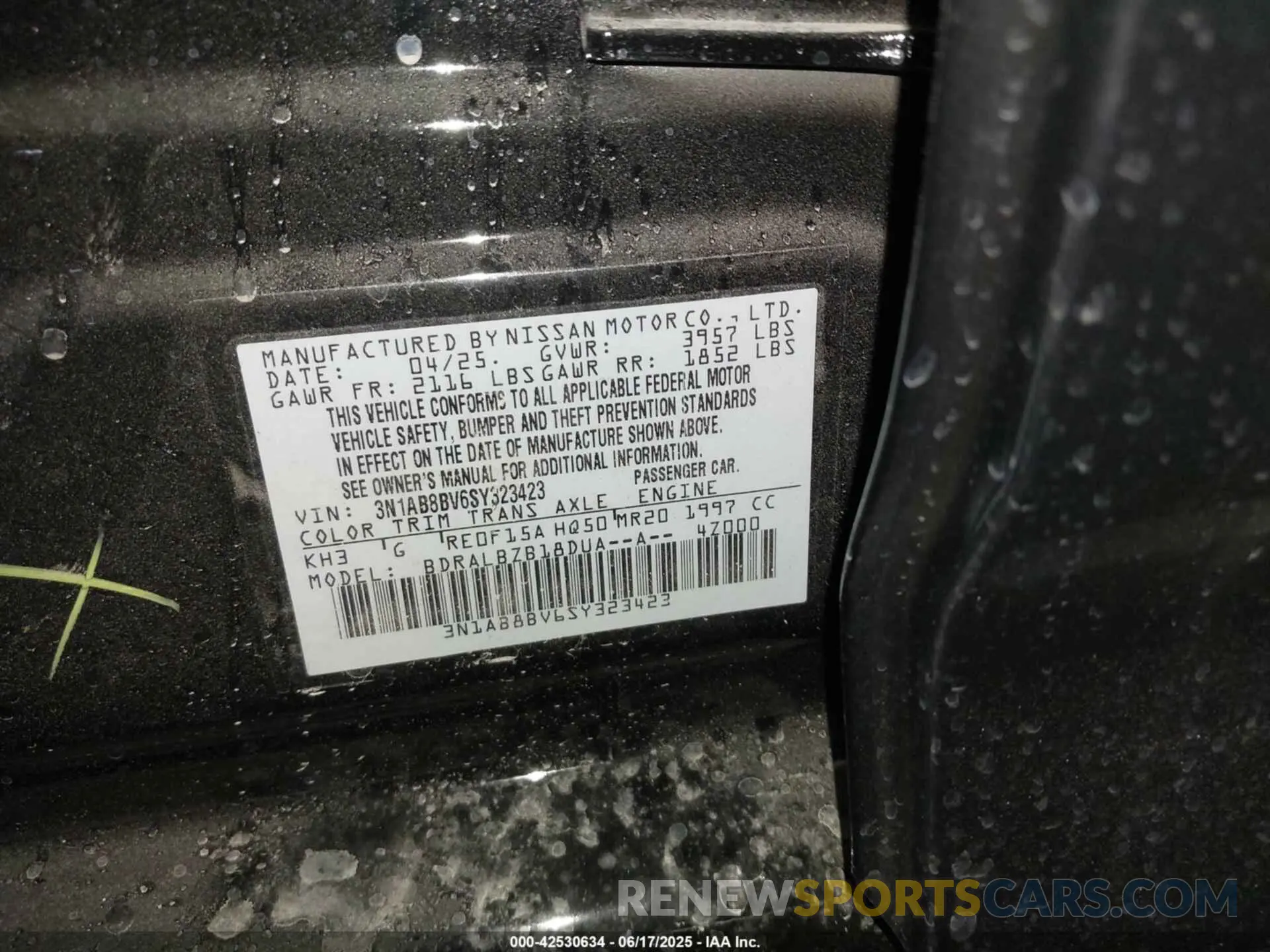 9 Photograph of a damaged car 3N1AB8BV6SY323423 NISSAN SENTRA 2025