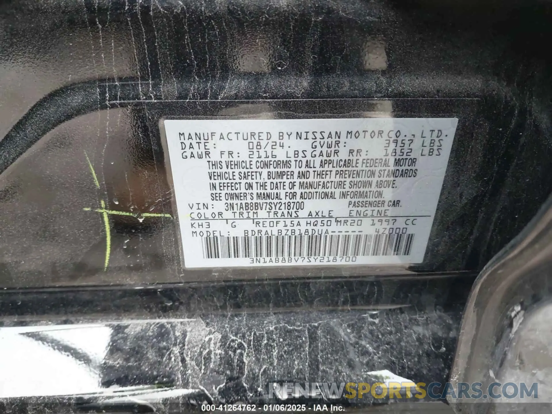 9 Photograph of a damaged car 3N1AB8BV7SY218700 NISSAN SENTRA 2025