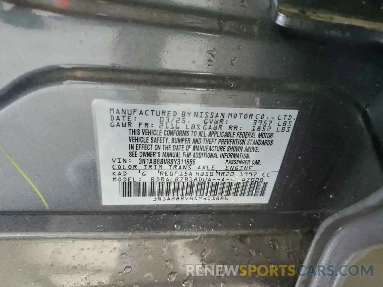 12 Photograph of a damaged car 3N1AB8BV8SY311886 NISSAN SENTRA 2025