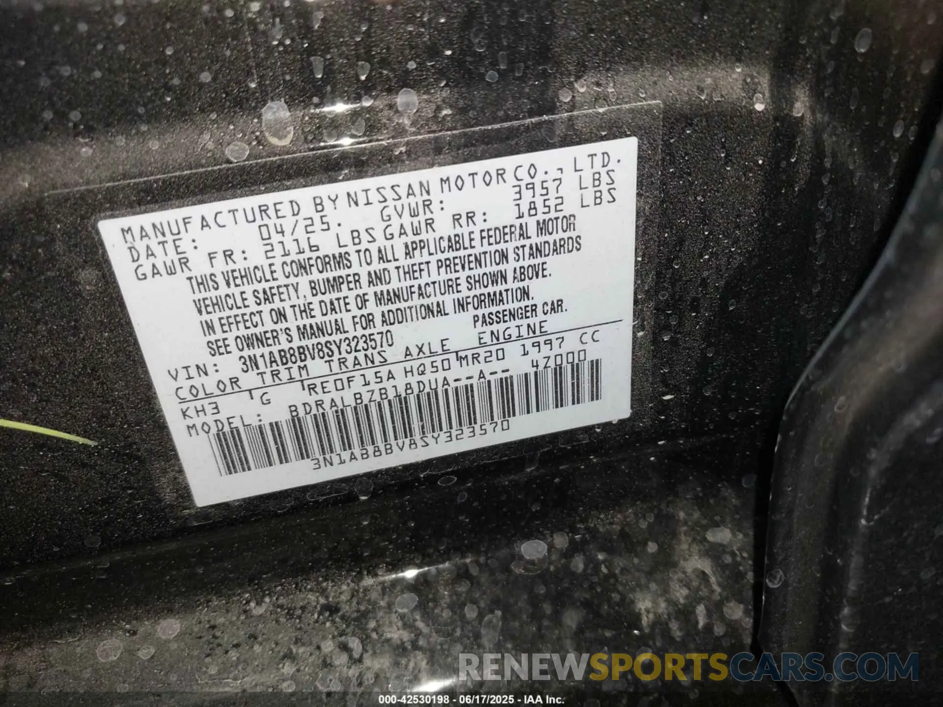 9 Photograph of a damaged car 3N1AB8BV8SY323570 NISSAN SENTRA 2025