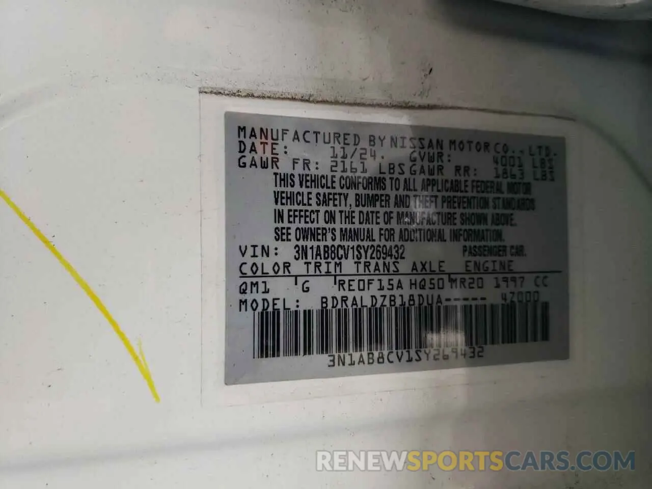 13 Photograph of a damaged car 3N1AB8CV1SY269432 NISSAN SENTRA 2025
