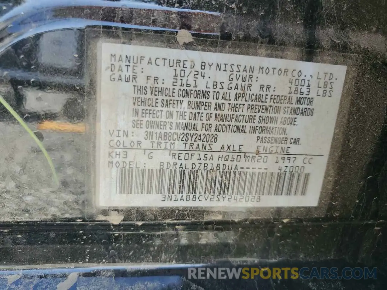 12 Photograph of a damaged car 3N1AB8CV2SY242028 NISSAN SENTRA 2025