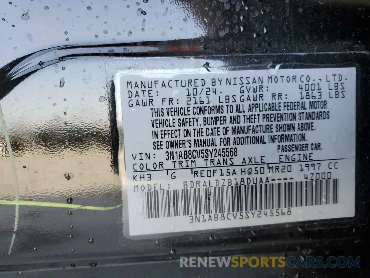 13 Photograph of a damaged car 3N1AB8CV5SY245568 NISSAN SENTRA 2025