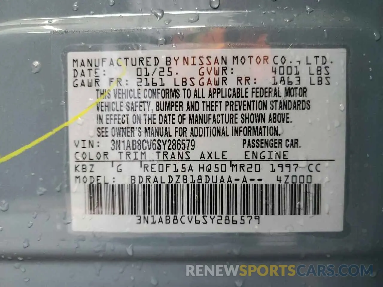 12 Photograph of a damaged car 3N1AB8CV6SY286579 NISSAN SENTRA 2025