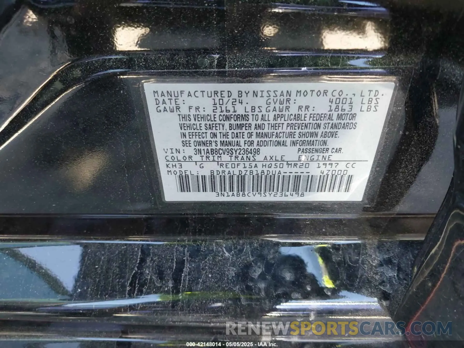 9 Photograph of a damaged car 3N1AB8CV9SY236498 NISSAN SENTRA 2025